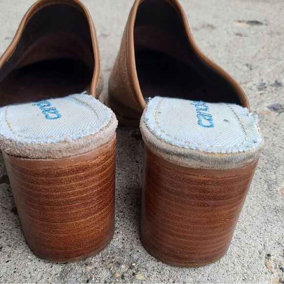 Vintage Candies Suede Leather Mules Size 10M Wood Heel - Picture 5 of 13